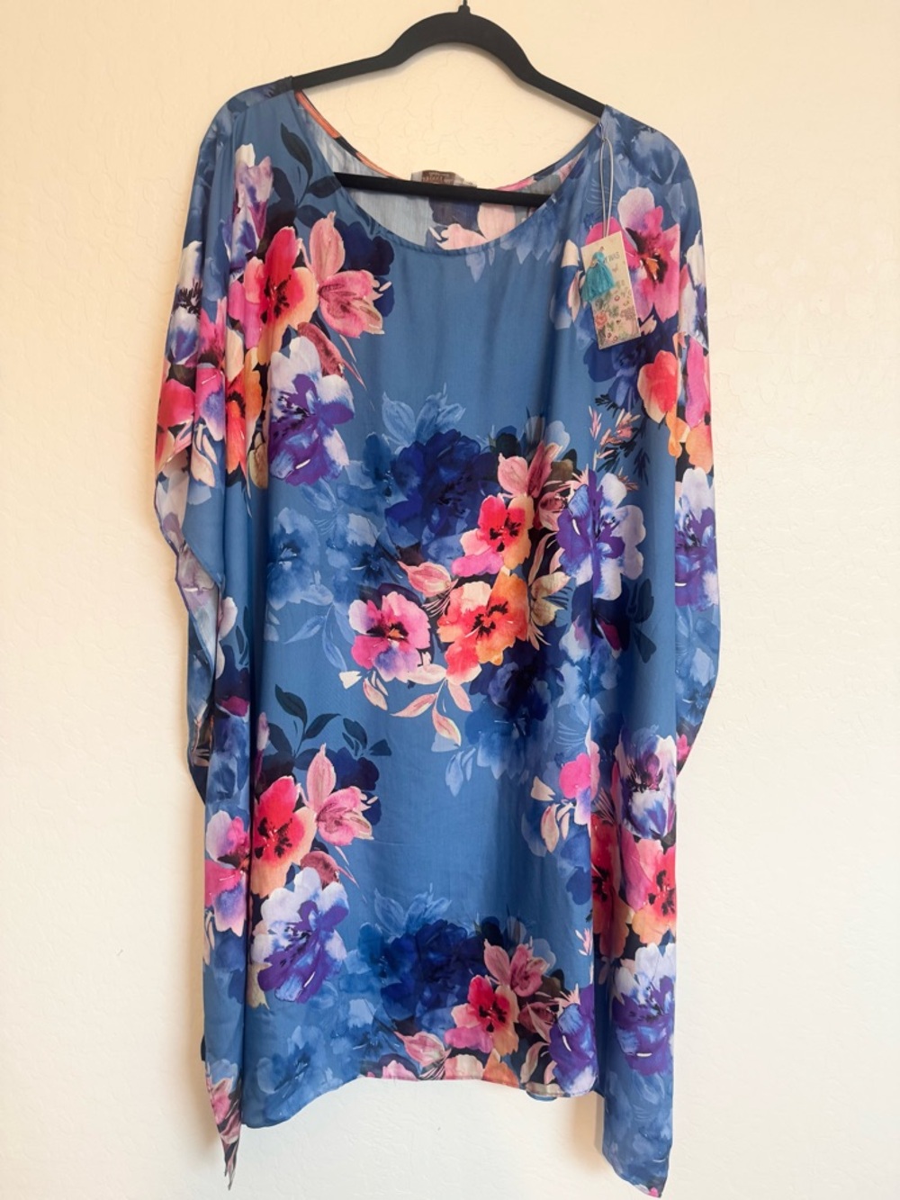 NWT JOHNNY WAS SUMMER DAYS BLUE FLORAL DRESS WITH BRAIDED TIE Size Small - Picture 2 of 9